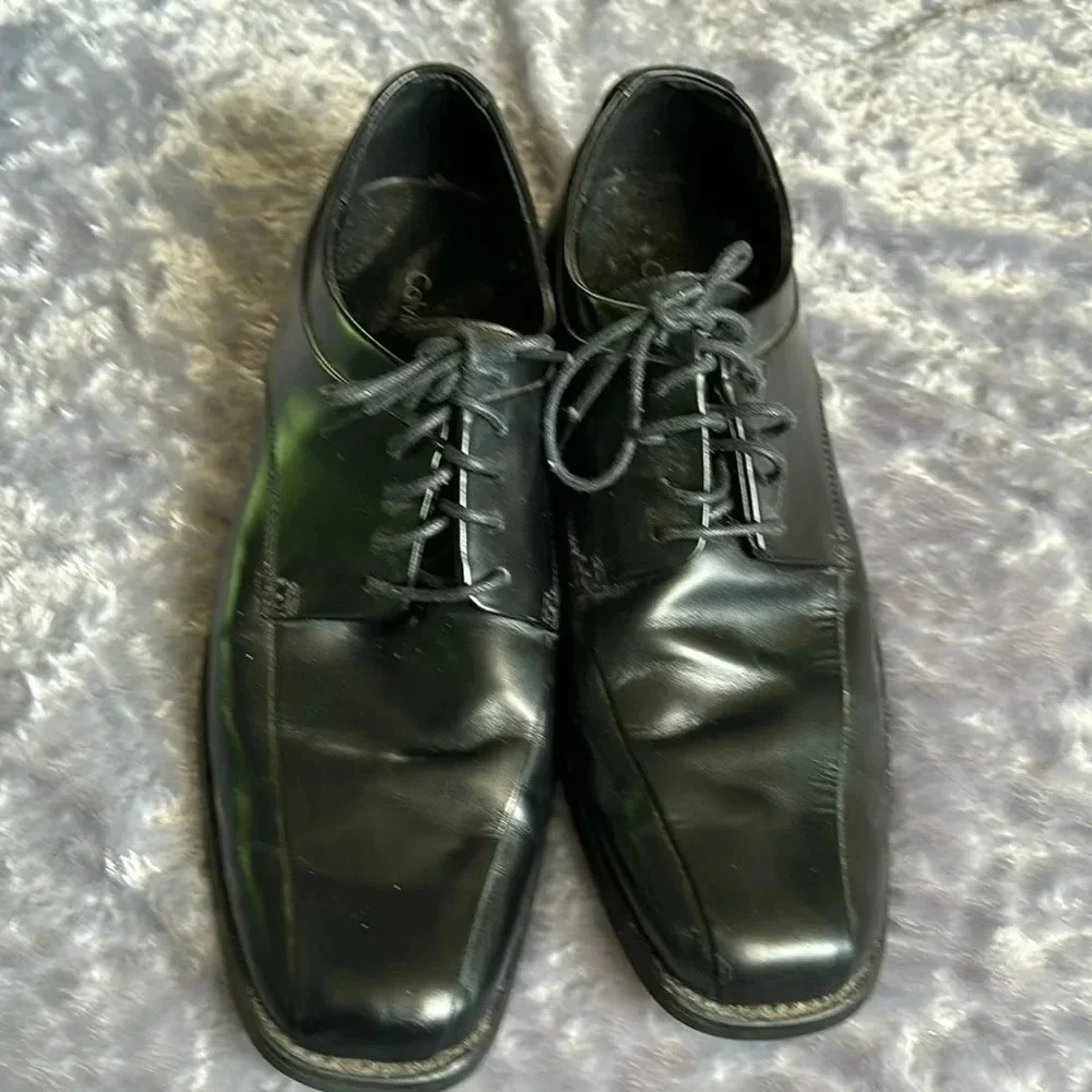 Calvin Klein Mens Horatio Black Leather Dress Oxfords 12M Worn once‎ for Wedding